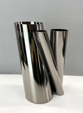 简约现代极简约线条造型金属圆筒插花花器摆件样板间创意装饰