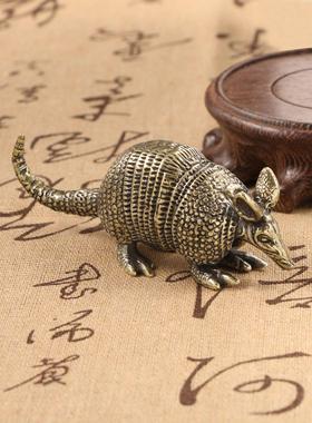 创意仿古玩做旧大负鼠黄铜摆件动物摆设茶宠桌宠地摊货源