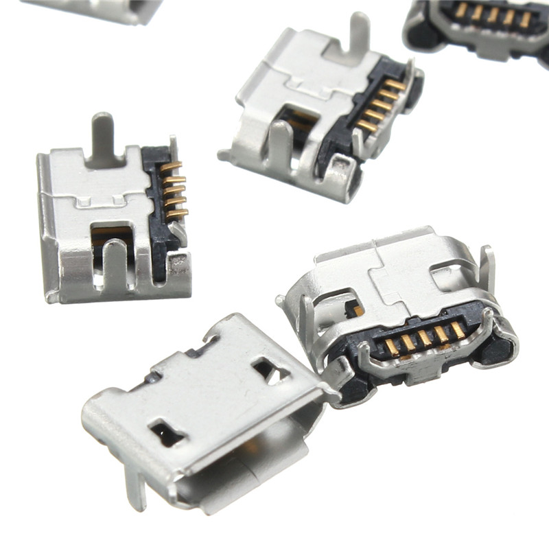 网红5Pin 10Pcs Micro USB Type B Female Horns Type Charging S - 图1