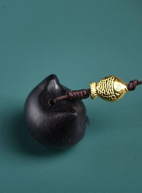 夜光小物件玄同紫光檀创意可爱小福猫包挂件木钥匙扣手机挂绳女情