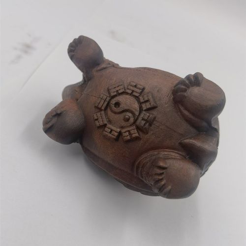 雷击枣木手把件铜钱龟精雕枣木摆件饰品八卦龟盘玩手把件 - 图3