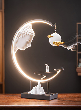 极速新中式禅意香炉摆件电视柜创意玄关家居茶室客厅酒柜倒流香装