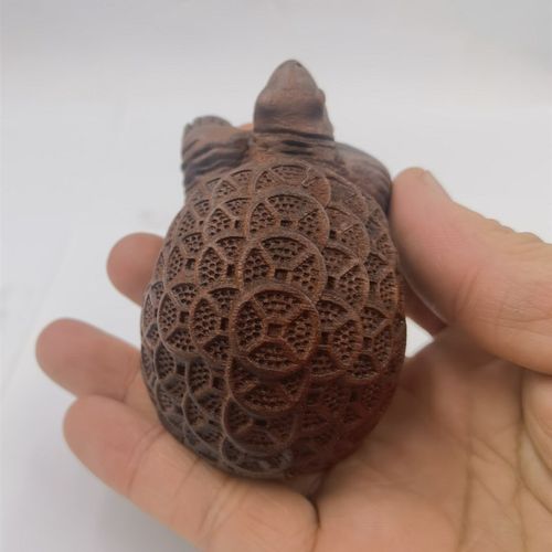 雷击枣木手把件铜钱龟精雕枣木摆件饰品八卦龟盘玩手把件 - 图2