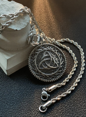 凯尔特三角结-不掉色钛钢项链男