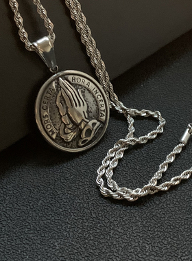 祈祷之手-双手合十古法钛钢项链