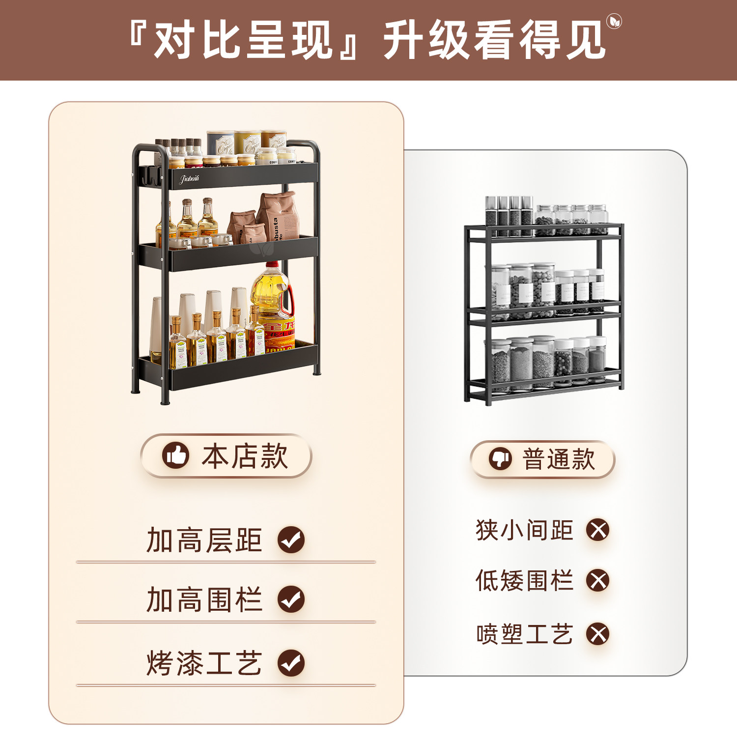 Kitchen condiment rack narrow small multi-functional oil salt sauce vinegar storage countertop condiment storage rack storage rack