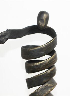 中式样板房客厅玄关茶装几簧弹铸2168铁创意雕塑摆件博人古架书墙