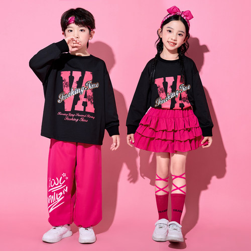 儿童啦啦队演出服装少儿街舞爵士舞舞蹈潮服小学生运动会表演班服 - 图1