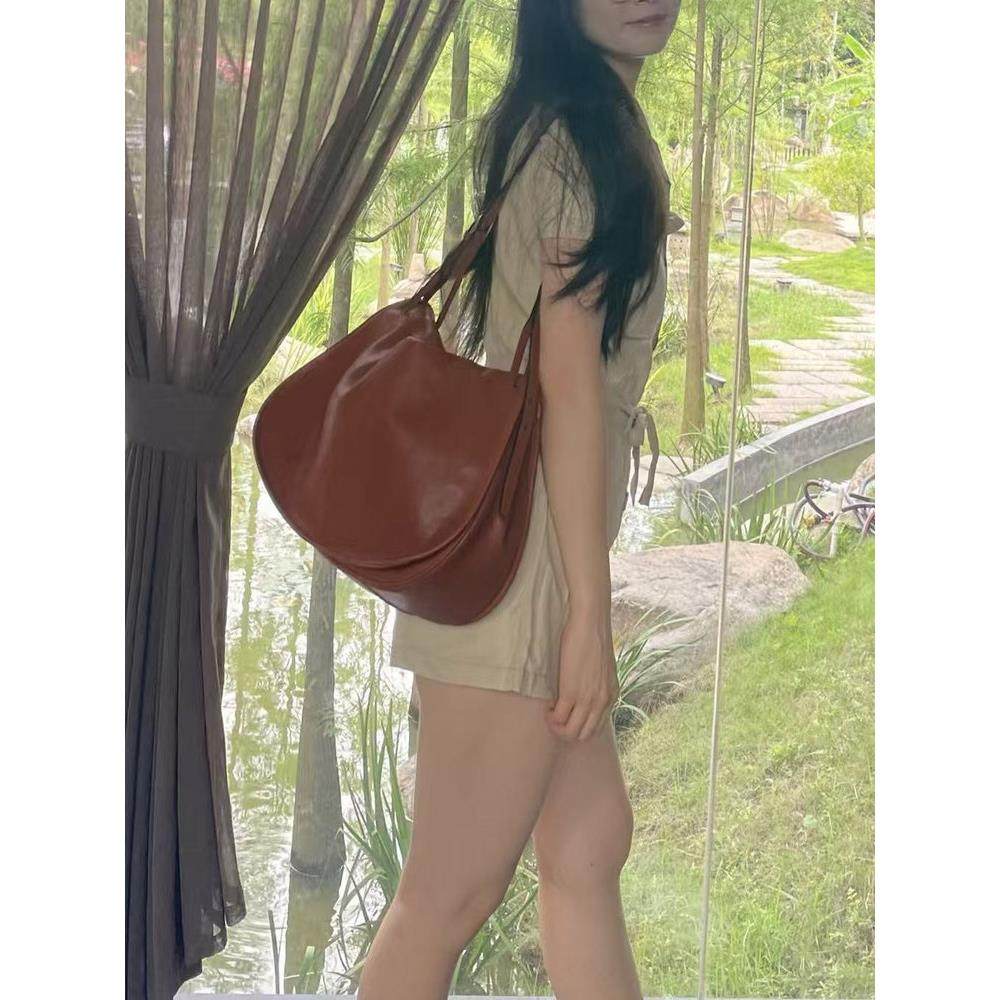 植鞣羊皮信使马鞍包女2025新款斜挎单肩松弛感大容量通勤HOBO包,淘宝优惠券,粉丝福利购,淘宝优惠卷