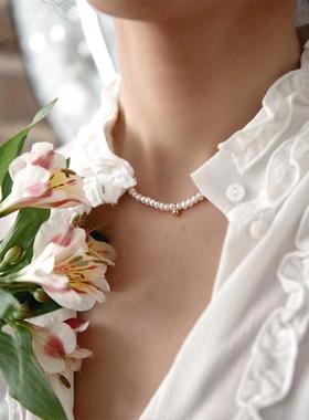 珍珠项链锁骨链淡水天然同款女气质小颈链钟楚曦轻奢复古高级感叠