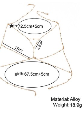 fashion jewelry sexy Body chain 身体链 复古铜珠胸链 锁骨链