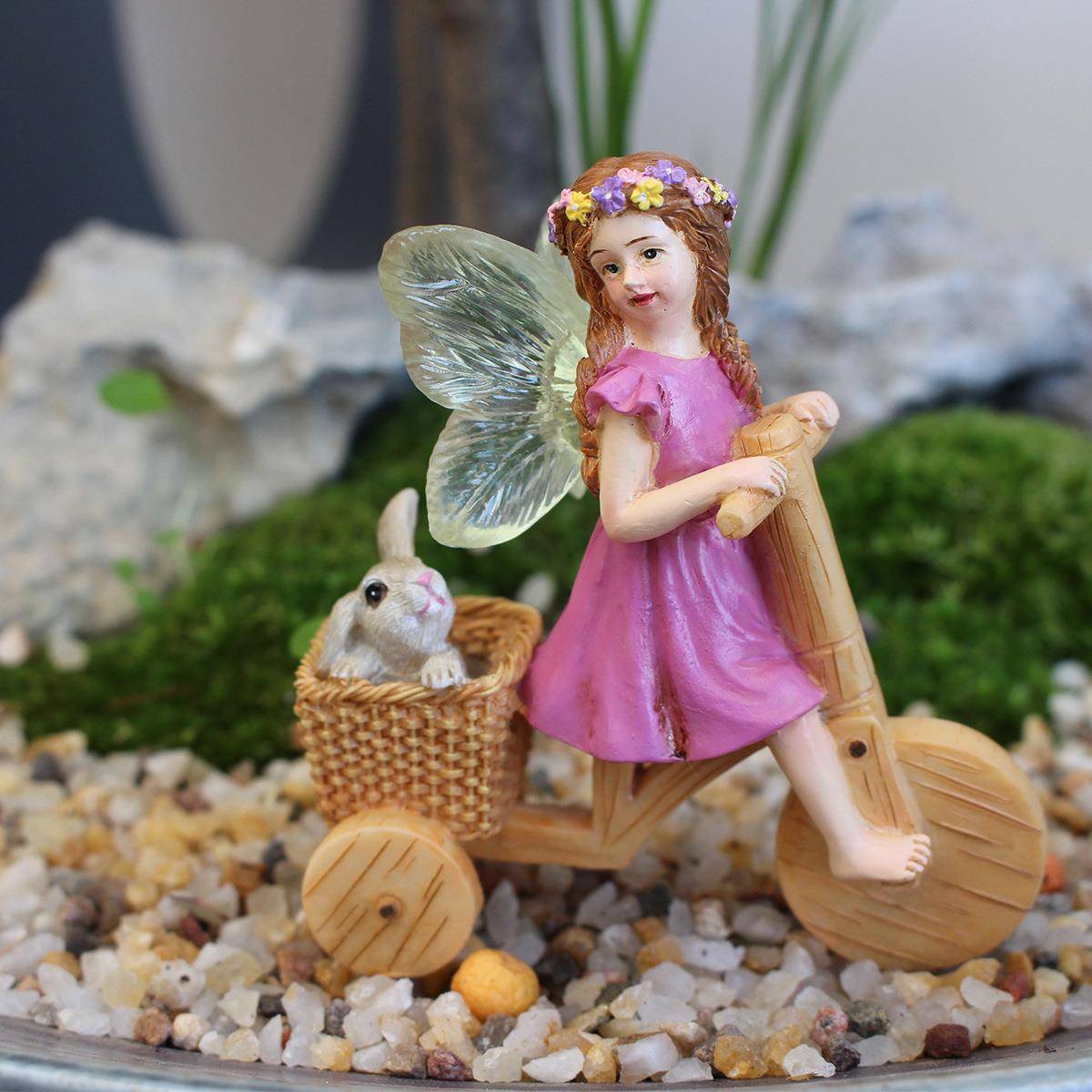 户外树脂仿真女孩自行车摆件别墅公园花园庭院摆件骑车仙女雕塑摆 - 图0