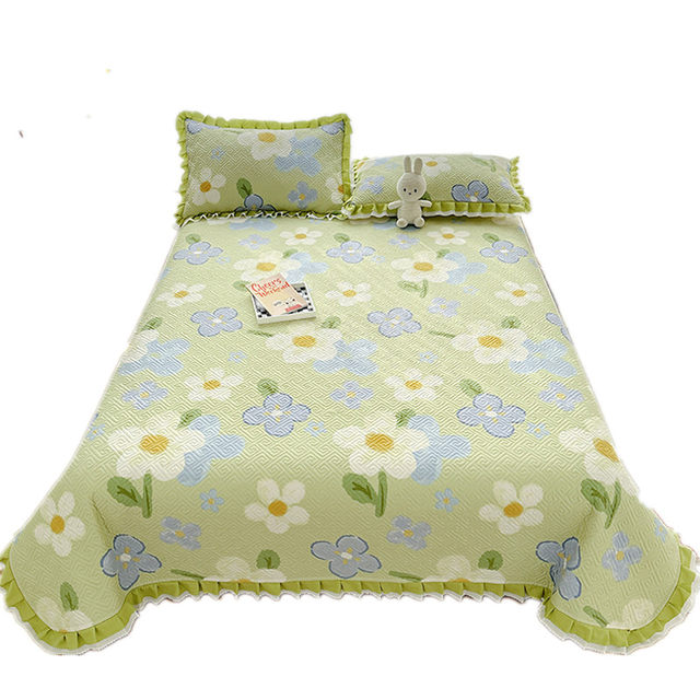 Bed cover single piece summer high-end cotton quilted cotton non-slip non-wrinkle sheet three-piece set for all seasons