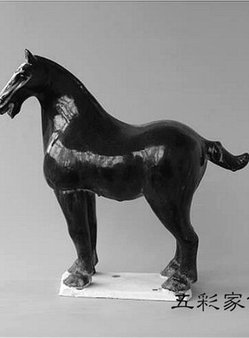 陶瓷马摆件 唐三彩马 黑色 客厅工艺礼品摆饰 家居饰品新古典艺术