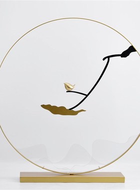 极速新中式创意假山摆件样板间售楼处玄关别墅客厅桌面软装饰品摆