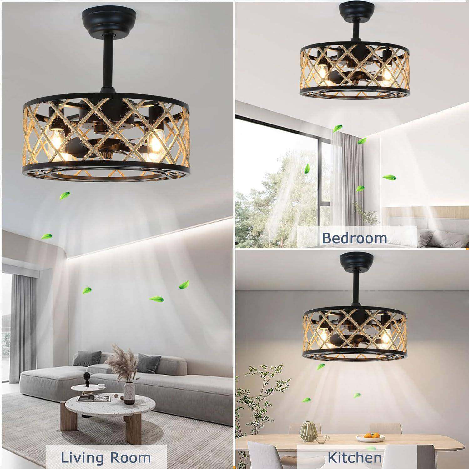 跨境美式工业风吊扇灯麻绳马餐厅卧室隐无品牌/形乡村古静音亚复,淘宝优惠券,粉丝福利购,淘宝优惠卷