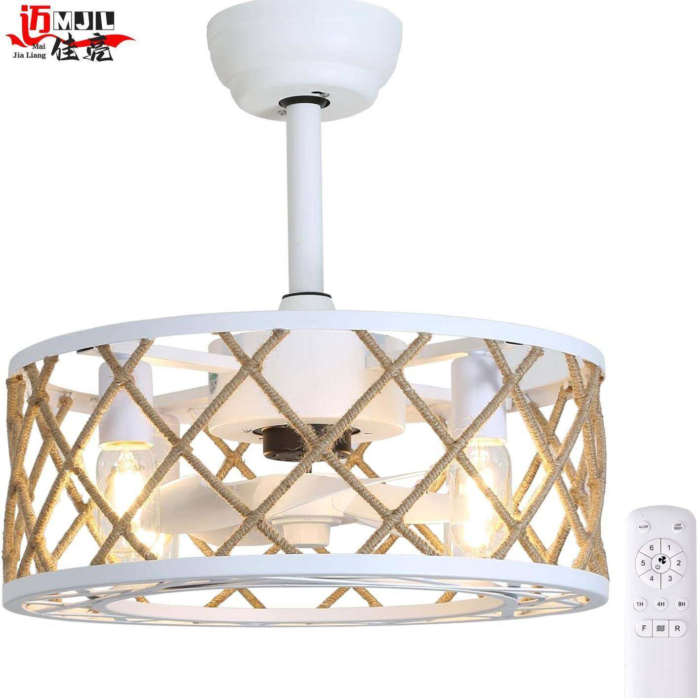 跨境美式工业风吊扇灯麻绳马餐厅卧室隐无品牌/形乡村古静音亚复,淘宝优惠券,粉丝福利购,淘宝优惠卷