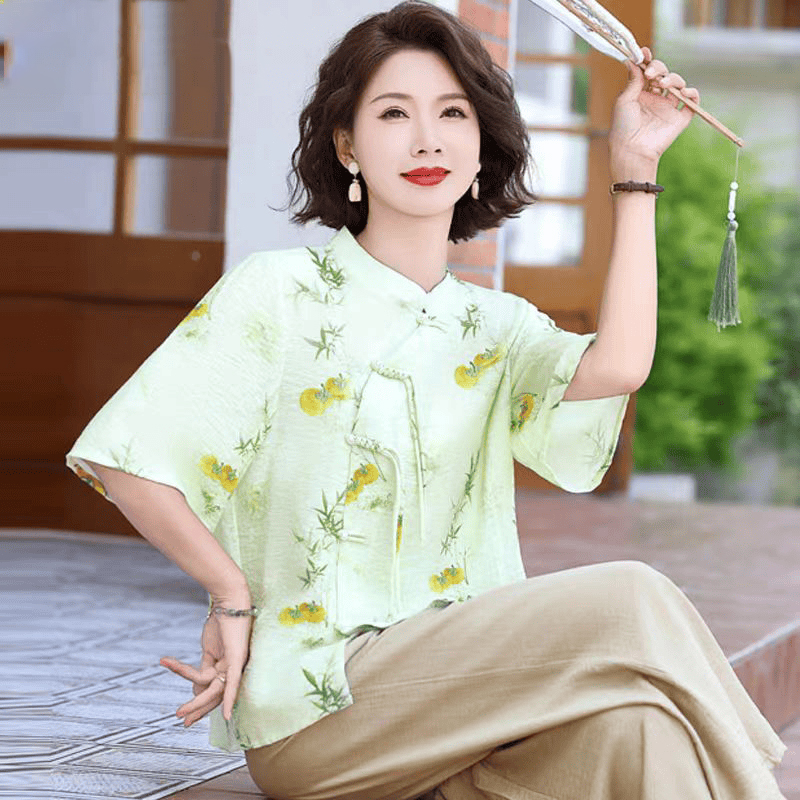 雅鹿妈妈国风洋气上衣中年女装夏装短袖T恤YL-1002_淘新衣千金阁女装店_女装/女士精品-第5张图片-提都小院