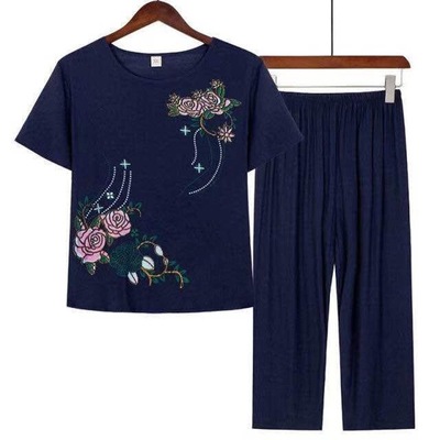 新款夏装套装两件套中老年女装老年衣服老年人上衣奶奶老太太棉麻