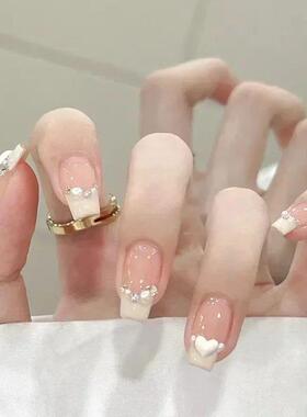 24pcs Wearable Pink Press On Fake Nails Tips With Glue false