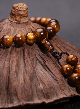 天然金丝海柳手串黑珊瑚单圈手链男士108颗收藏级海柳血柳佛珠