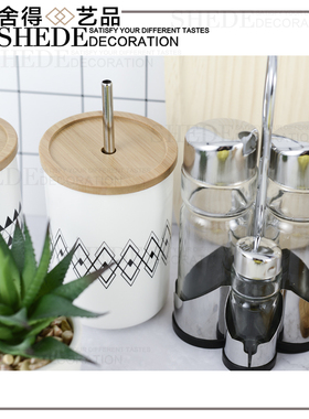 北欧风样板房间展厅厨房橱柜调味罐胡椒筒软装饰品陈列道具摆件四