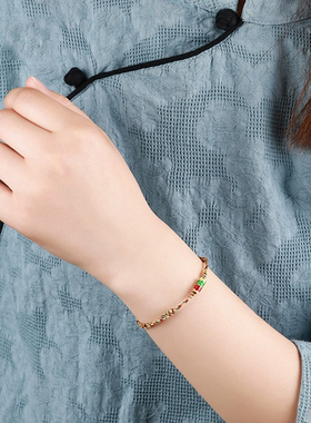 普陀山端午节五彩绳红绳手链女生红色上岸手绳编织绳幸运锦鲤手链