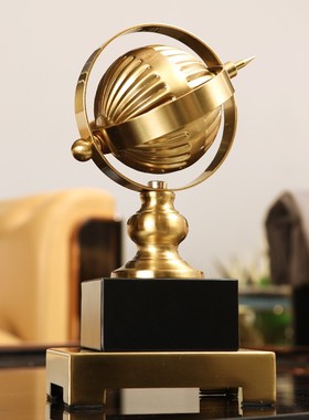 金属地球仪摆件客厅办公室酒柜书房装饰品没美式轻奢工装饰工艺品