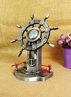 金属领航舵摆件舵手船71213舵开航海家居工艺品公室办桌面饰品业