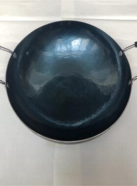 章丘手打双耳镜面款炒锅无涂层不粘锅少油烟家用商用老式铁锅