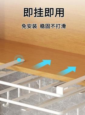 免打孔厨房置物架橱柜下挂收纳架砧板架不锈钢锅盖架菜板放置架子