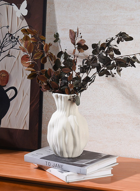 陶瓷花瓶插花感磨砂质感水培干花鲜花创意家居装饰摆件侘寂风