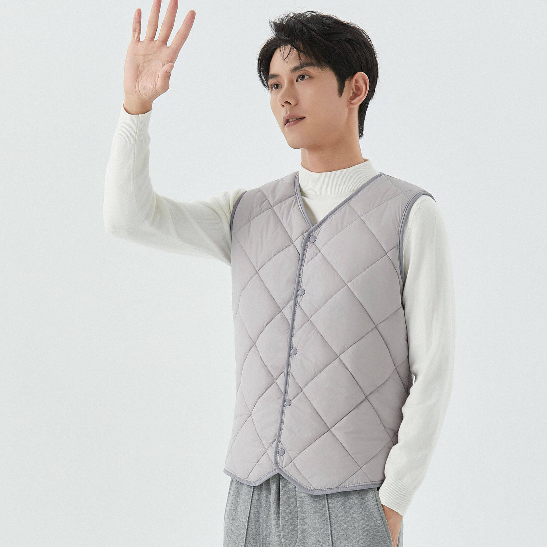 衫宣男士羊羔绒秋冬短款男士背心菱形加绒保暖毛西装尖角马甲2162,淘宝优惠券,粉丝福利购,淘宝优惠卷