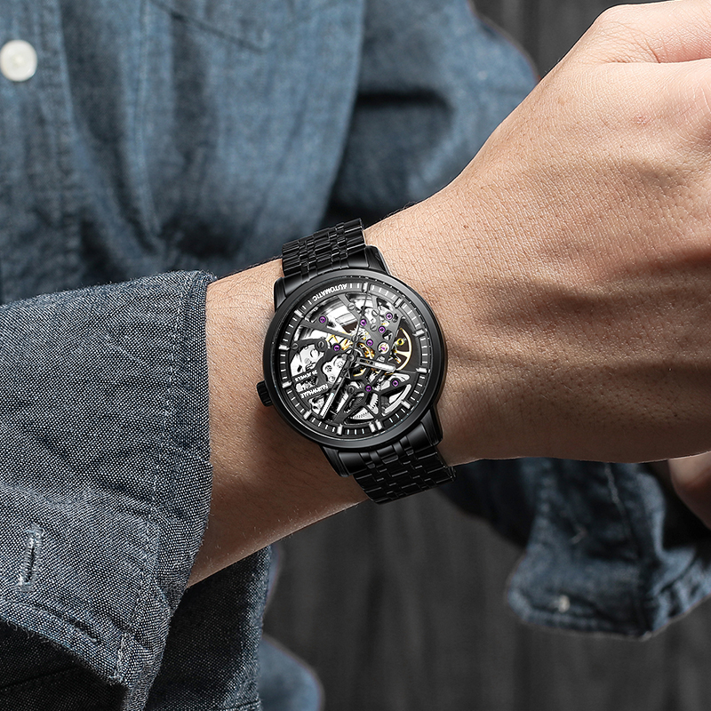 网红Mark Fairwhale Fashion Design Men Watch Skeleton Dial Wa - 图0