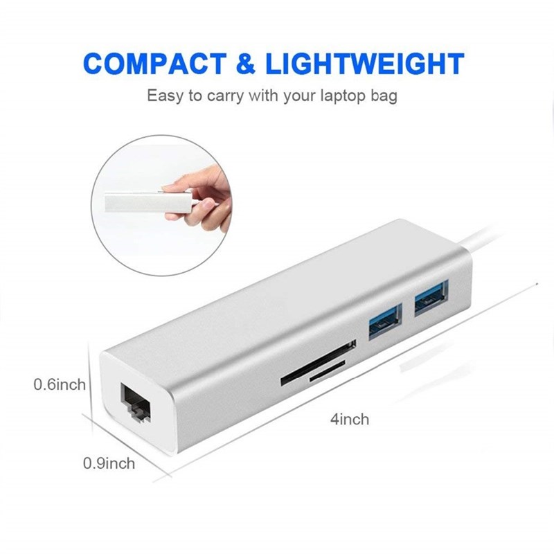 网红5 in 1 USB 3.1 Type C to 2 USB 3.0 Ports Hub SD/TF Card - 图3