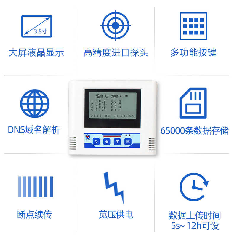 自动显示温湿度记录仪工业RJ45网口多探头远程温度监控报警传感器-图2