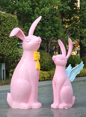 玻璃钢抽象兔子雕塑户外园林景观小品花园庭院草坪动物装饰大摆件
