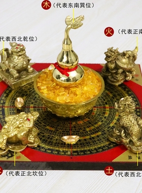 纯铜寓意聚財阵龙龟吉象麒麟葫芦貔貅罗盘聚宝盆客厅招財祝福