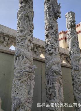 石雕龙柱景观石文化柱盘龙柱华表龙浮雕石柱石雕生肖柱