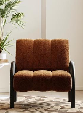 民宿中古风单人沙发客厅阳台卧室休闲椅复古设计师款懒人靠背椅子