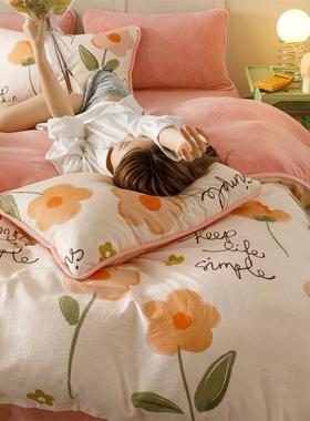 0WYV一面绒一面棉被套全棉单件ab面纯棉被罩单面绒珊瑚绒被套冬季