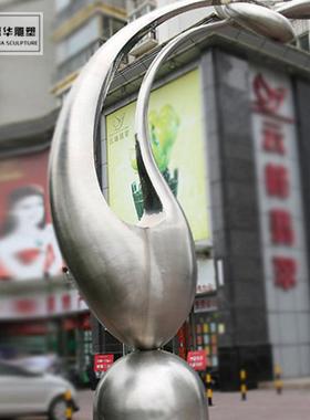 大型不锈钢雕塑户外园林景观抽象镜面铁艺镂空异型金属摆件制作