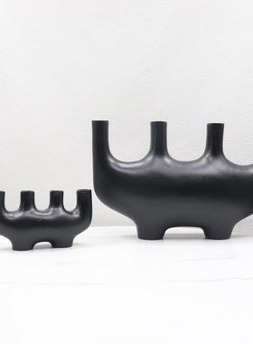 简约现代白色树脂创意多孔抽象几何雕塑样板间客厅玄关桌面摆件