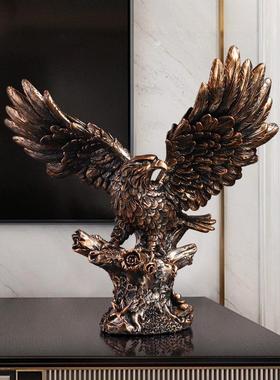 美式老鹰家居摆件雄品鹰展翅办室公客鹰玄关树脂工艺桌面装饰厅礼