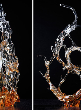 速发酒店大堂摆件游泳水池会所餐厅样板房售花楼抽象透明浪处装饰