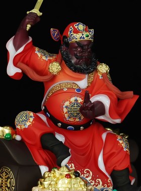 速发汉白玉天师桌馗神像天官赐镇福宅招财居家工艺品精致客厅钟面