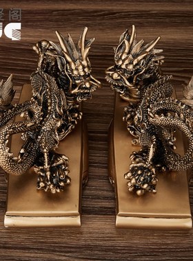 速发树脂青龙摆件一品十二生肖龙回首对龙家居商务摆对礼设