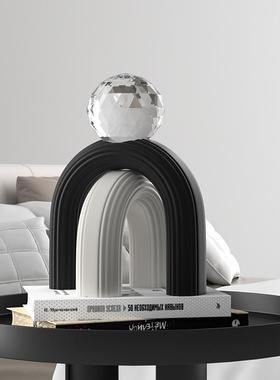 几何艺术软装高级感水晶球摆件意式极简客厅柜子电视柜酒柜装饰品