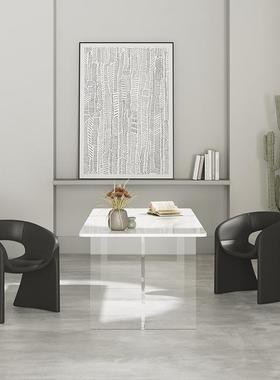餐椅单人沙发客厅现代简约创意长方形亚克力岩板餐桌艺术桌椅组合