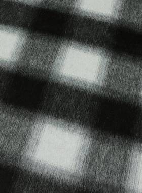 5羊驼双面顺毛呢面料秋冬羊毛大衣格纹布料黑白拼色款格子布料